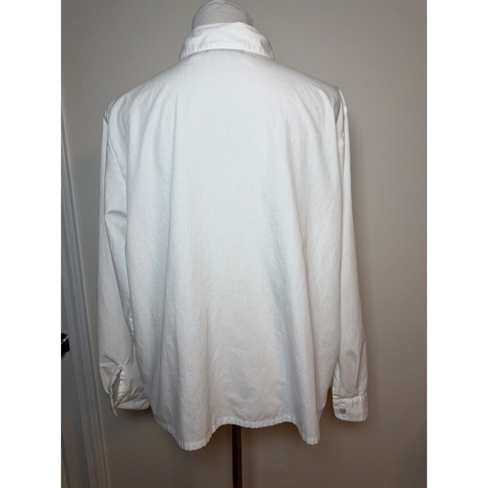 Bob Mackie Wearable Art White Button Front Shirt XL Iridescent Swirl Sequins - Picture 4 of 7